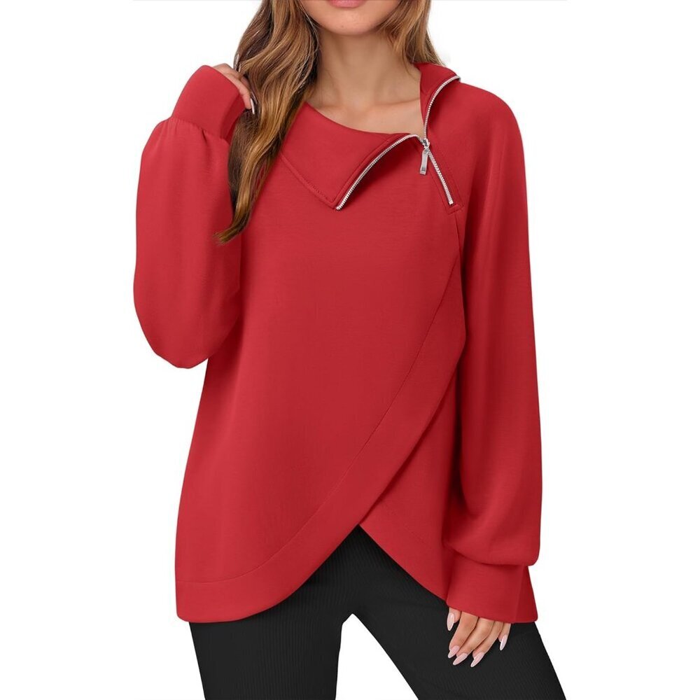 Women’s Lightweight Quarter Zip Sweatshirt Turtleneck Casual Fall Pullover